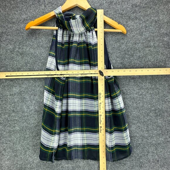 J.Crew‎ Plaid Halter Top Size 10 Tartan Check Tie Back Mock Neck Academia Preppy - Picture 12 of 15